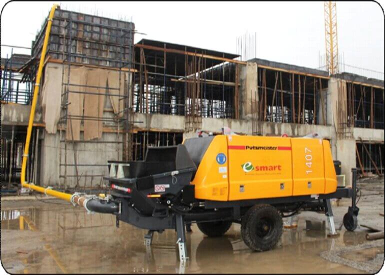 PUTZMEISTER BSA 1407 D Trailer-Mounted Concrete Pump with 200 Mtrs Pipe Kit